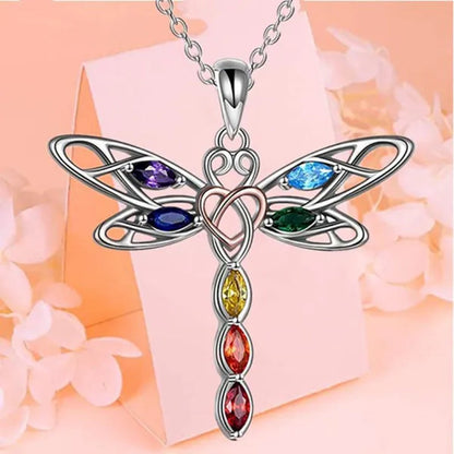 Delicate Colorful Zircon Dragonfly Necklace Insect Dragonfly Wings Pendant Engagement Necklaces for Women Insect Jewelry Creative Dragonfly Accessories Birthday Party Anniversary Gift
