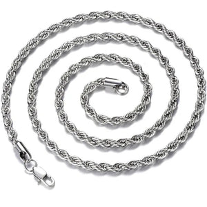 Diamond Cut 925 Sterling Silver Chain Rope Chain Italian Silver Necklace Chain for Women Men Super Shiny Durable 2MM-4MM