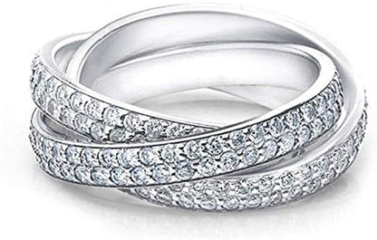 2.75 CT round Diamond Rolling Full Eternity Wedding Band 14K White Gold Over