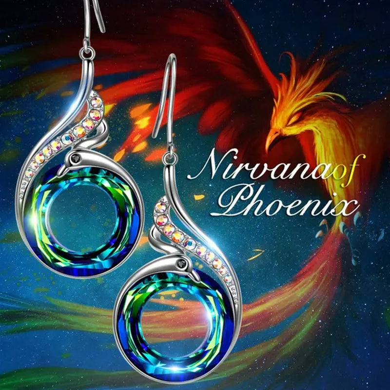 2 colors Woman's ❤️Nirvana of Phoenix❤️  Crystals Earrings ( Blue /  Multi )