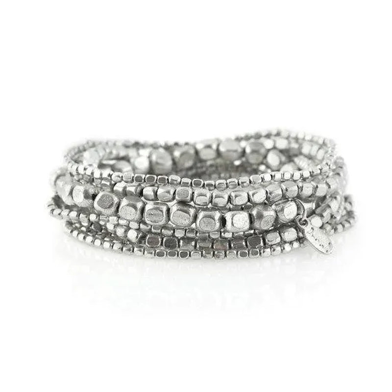 Silver Bead Bracelet Silver Bracelet Bead Bracelet Stretch Bracelet Stacking Bracelet Beaded Braceletyoga Bracelet