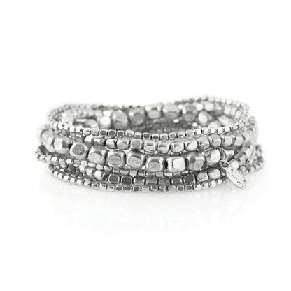 Silver Bead Bracelet Silver Bracelet Bead Bracelet Stretch Bracelet Stacking Bracelet Beaded Braceletyoga Bracelet