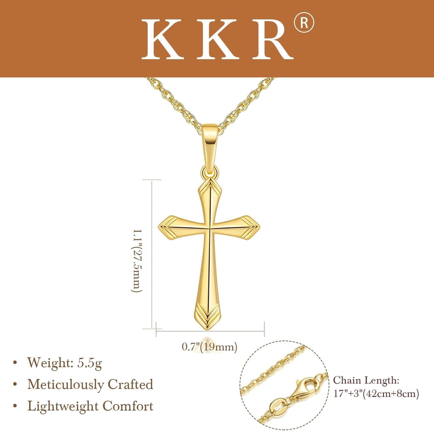 Cross Necklace for Women 14K Gold Cross Necklaces for Women Gold Crosses Chain Pendant Necklace for Womens with V-Shaped Patterns Trendy Crosses Necklaces for Womens