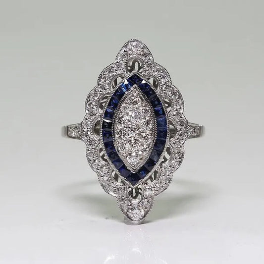 Antique Art Deco Big Ring Bridal Wedding Marriage Engagement Luxury Jewelry