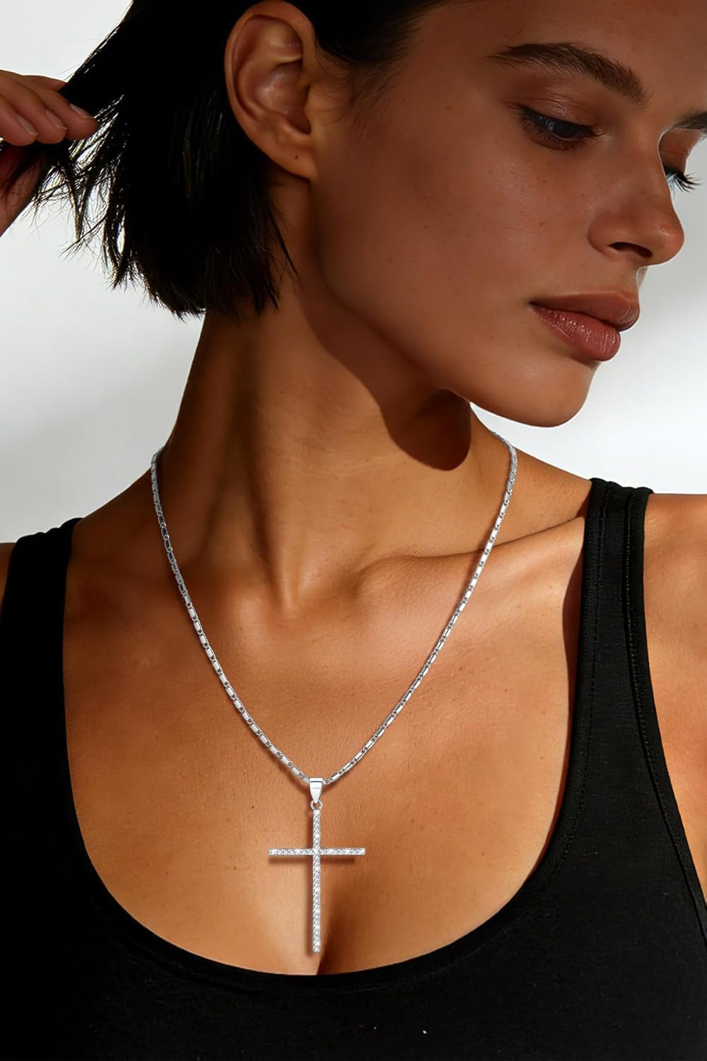 Cross Necklace for Women,Silver/14K Gold Large or Small Cross Necklaces with CZ Diamond,Faith Birthday/Christmas Gift for Her Women Mother Daughter Grandmother