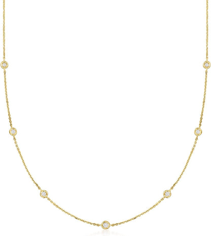 by  Diamond Station Necklace in 14Kt Gold