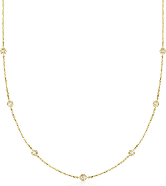 by  Diamond Station Necklace in 14Kt Gold