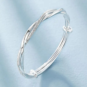 925 Sterling Silver Original Pretty Weave Bangles Bracelet for Women Fashion Party Wedding Engagement Jewelry Adjustable