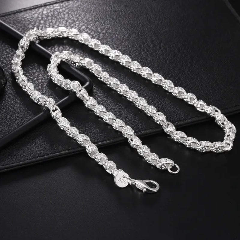 Men‘s 925 Sterling Silver 5MM Faucet Chain Necklace for Woman Man Fashion Wedding Party Jewelry Nice Gift