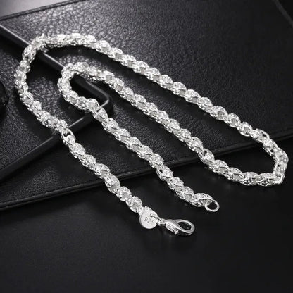 Men‘s 925 Sterling Silver 5MM Faucet Chain Necklace for Woman Man Fashion Wedding Party Jewelry Nice Gift