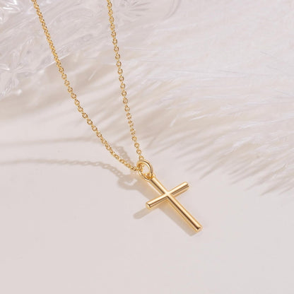 Gold Cross Necklaces for Women 14K Gold Cross Necklace for Women Crosses Pendant Necklace for Womens Smooth Lines and Timeless Charm Small Crosses Chain for Womens