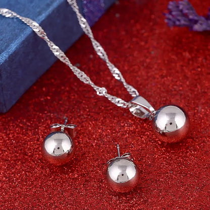 Ball Round Pendant Necklace Ball Round Earrings Jewelry 24K Gold Women Best Party Fine Jewelry