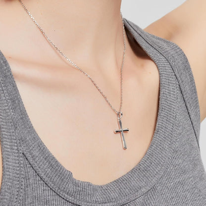 Silver Cross Necklace for Women, Handcrafted S925 Sterling Silver, 18K Gold, White Gold, or Cubic Zirconia Set Design, Dainty Cross Pendant Necklace Gift for Women Girls