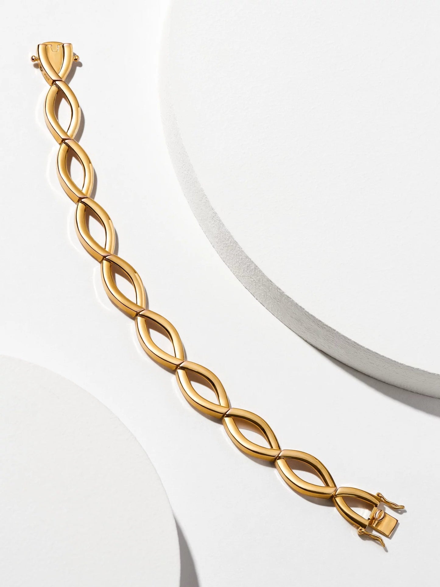 Women'S 18Kt Gold over Brass High-Polish Elong Link Bracelet, 7.5"