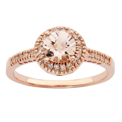 Morganite and 0.13 CT. T.W. Diamond Fashion Ring in 14K Rose Gold