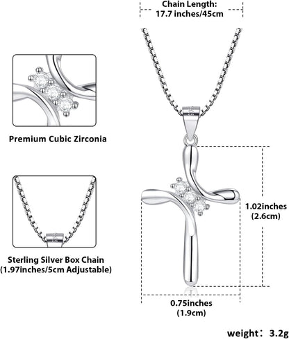 925 Sterling Silver Cross Necklaces for Women 12 Color Birthstone Necklace,Adjustable Cross Pendant with Cubic Zirconia,Ideal Hypoallergenic Jewelry Gift