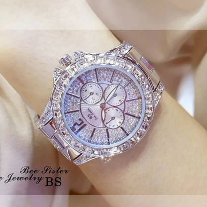 New Arrival Famous Brand Bling Watch Women Luxury Austrian Crystals Watch Rose Gold Shinning Diomand Rhinestone Fashion Bracelet