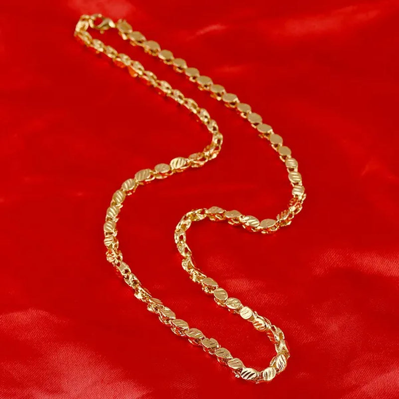 Thick Chain Length 53cm Width 4mm Ethiopian Necklace 18K Gold Plated African Eritrea Chunky Necklace
