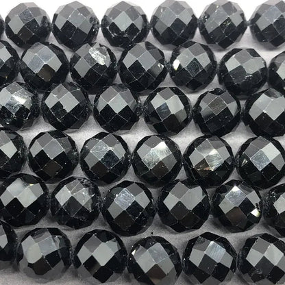 Black Tourmaline Beads 6-10mm Faceted Natural Stone Cut Gem Geometry DIY