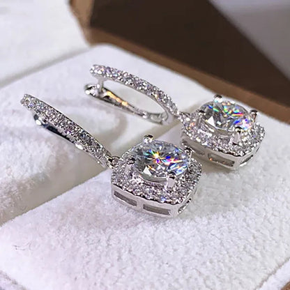 Luxury Elegant Exquisite Rose Gold Diamond Dangle Drop Earrings for Women Engagement Bridal Wedding Earrings Party Jewelry