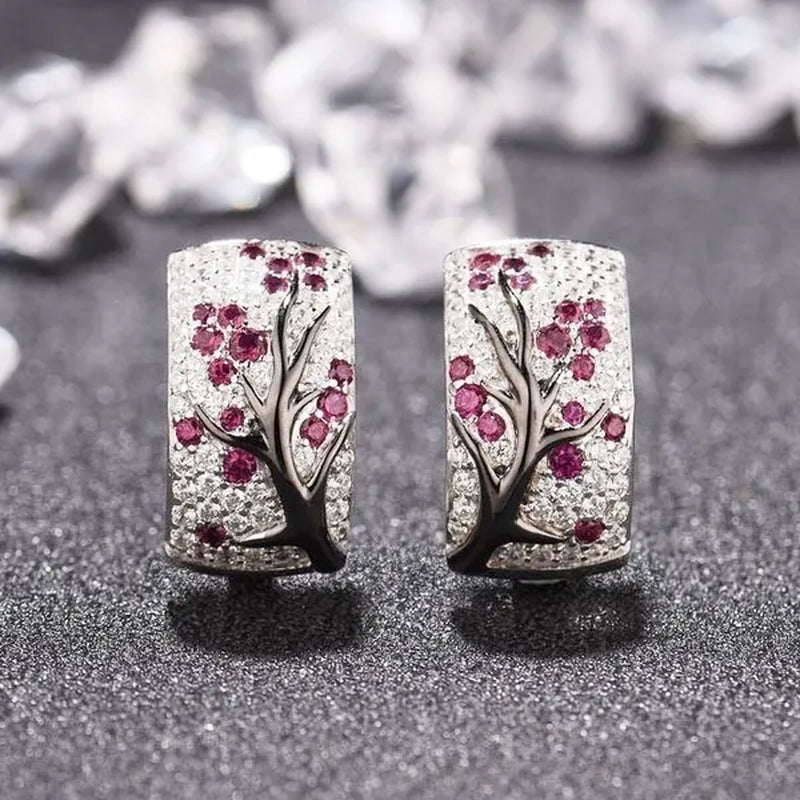 Dazzling 925 Sterling Silver Natural Gemstone Diamond Floral Earrings Women Wedding Engagement Fine Jewelry