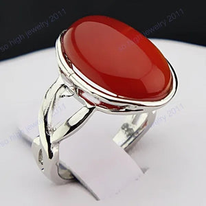Hot Selling 5PCS Genuine Vintage Red Agate Silver Retro Rings for Women New Engagement Wedding Jewelry