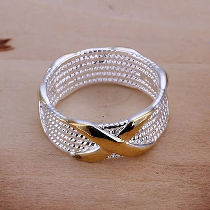 Wholesale! Prefect!Hot New High quality 925 Sterling Silver Fashion Jewelry Ring Gold "X" Hot Sale