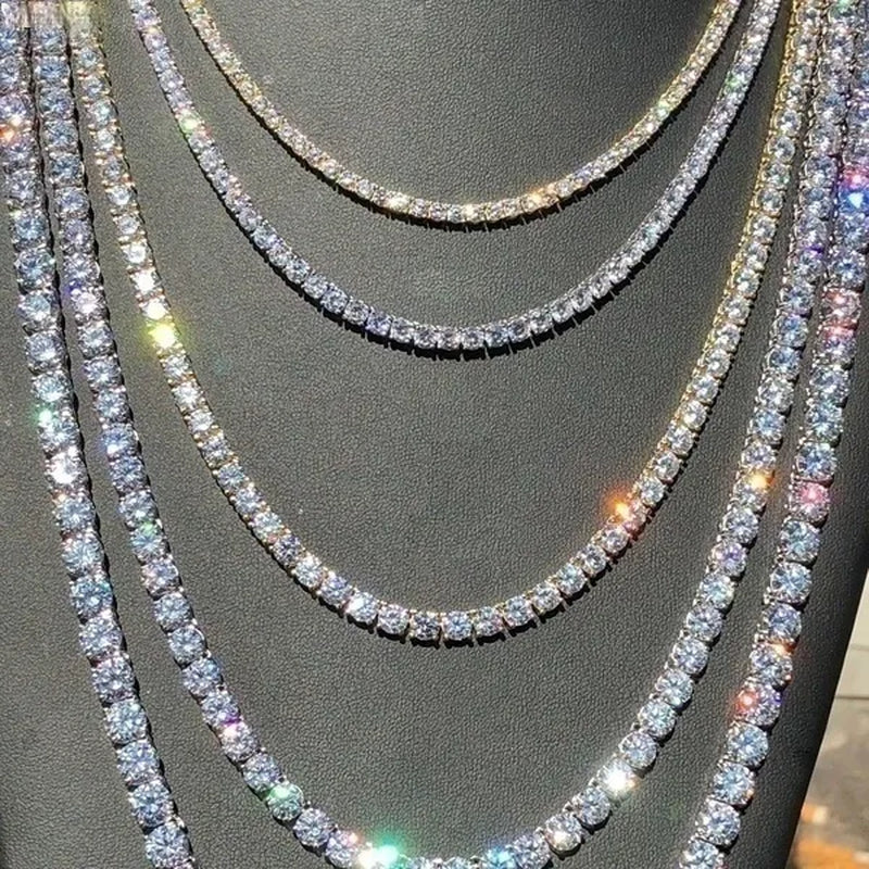 Necklace for Women Gorgeous Men's Gold Tennis Chain Icy Diamonds Hip Hop Choker Chain Necklace Bling Jewelry 18-30 Inches