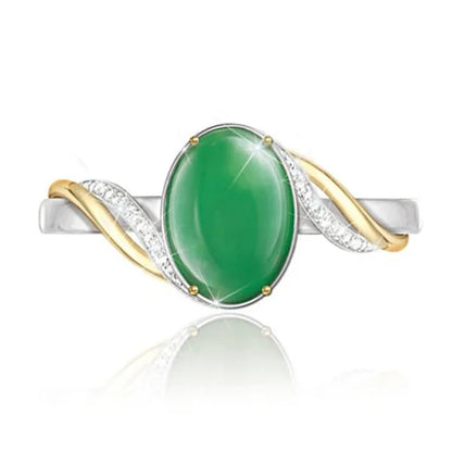 Exquisite Empress Burma Burma Jade 925 Sterling Silver Ring Green Jade Gemstone Ring Bright Diamond Simple Ring, Elegant and Fashionable Ladies Jewelry Accessories Anniversary, Gift for Wife, Mother, Daughter, Friend