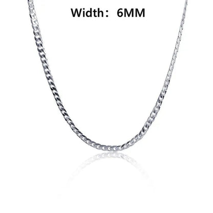 Wholesale 925 Sterling Silver Fashion Jewelry Sets 4MM/6MM/8MM Curb Link Chain Necklace Bracelet for Women and Men Fashion Wedding Party Engagement Jewelry Gift-Genuine Sterling Silver