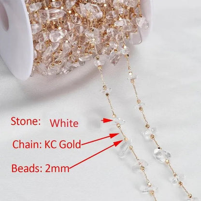 1Yard Stone Chain Crystal Irregular Glass Stone Beads Chains Necklace Bracelet Components For DIY Jewelry Making Findings
