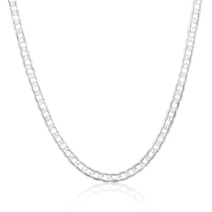 925 Sterling Silver Fashion Italian Curb Link Chain Necklace Bracelet 925 Silver High Quality Jewelry Set for Women and Men