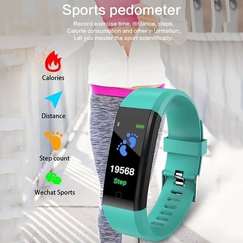 Color Screen Smart Bracelet Watch 115 Plus Blood Pressure Monitoring Heart Rate Monitoring Smart Wristband
