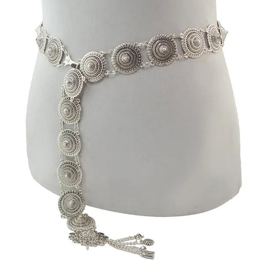 Vintage Silver Waist Chain Bells Metal Tassel Belly Chain Charm Belt Chains Body Jewelry