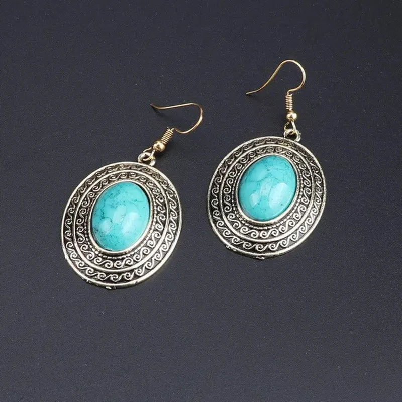 Vintage Dubai Retro Gold Big Turquoise Jewelry Sets Nigerian Wedding Costume Necklace Bracelet Earring Party Gift