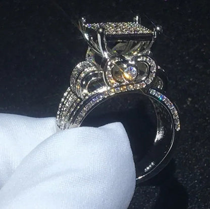 Deluxe Promise Silver Pave Setting AAAAA Cz Diamond Engagement Band Rings for Women Men Wedding Jewelry Gift