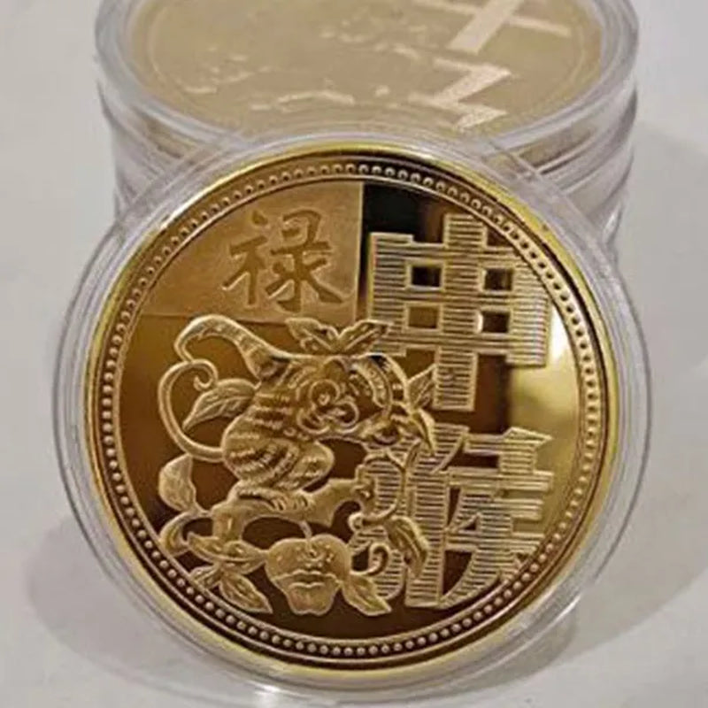 New Collection of Chinese Zodiac Commemorative Gold Coins Year of the Tiger Commemorative Coins Engraved Collection Craft Gifts